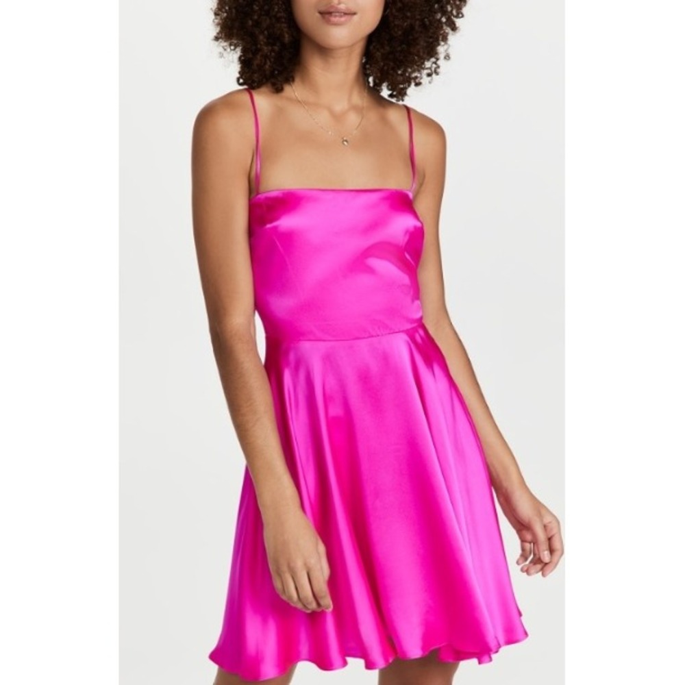 Amanda Uprichard Starlett 100% Silk A-line Mini Dress Fuchsia Women Size Small